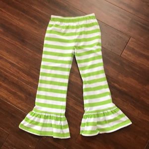 Lime green and white ruffle pants
